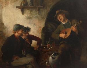 LASSEN Hans August,Fröhliche Runde Blick in dämmriges Kneipeninterieu,1891,Mehlis 2021-08-26