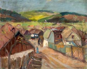 LASZLO Benyi 1909-2004,Village detail,Nagyhazi galeria HU 2023-12-12