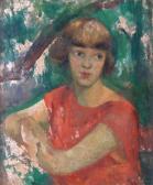 LASZLO Rozgonyi 1894-1948,Leány piros ruhában,Nagyhazi galeria HU 2013-12-10