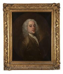 LATHAM James 1696-1747,Portrait of a gentleman with powered wig and brown,Adams IE 2019-10-15