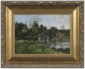 LATHROP IDA PULIS 1859-1937,At the Lake House,1892,Brunk Auctions US 2018-03-23