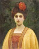 LATIL Marguerite 1800-1900,Portrait de femme à la coiffe fleurie,1901,Aguttes FR 2011-05-21