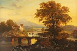 LATOUR Joseph Pierre T 1807-1865,Idyllische Landschaft mit Burg,1847,Von Zengen DE 2021-09-10