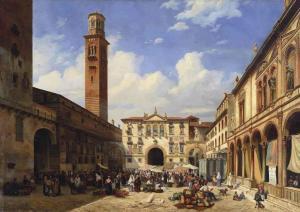 LATTEUX Eugène 1805-1850,La Piazza dei Signori à Vérone,1836,Christie's GB 2015-03-30