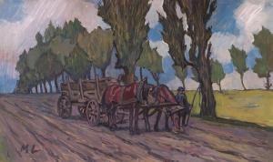LAUBSER Maggie 1886-1973,Horsecart with Trees,Strauss Co. ZA 2024-04-15