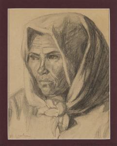 LAUBSER Maggie 1886-1973,Portrait of an Old Woman Wearing a Head Scarf,1920,Strauss Co. 2023-11-27