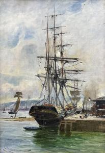 LAUDER Charles James 1841-1920,Tall Ship at the Quayside,David Duggleby Limited GB 2024-03-15