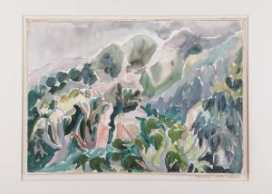 LAUER Marga 1899-1973,'Parla' (Bergige Landschaft in Spanien),1969,DAWO Auktionen DE 2023-07-15