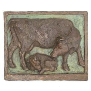 LAUESEN Gudrun 1917-2002,Cow with calf,Bruun Rasmussen DK 2023-08-08