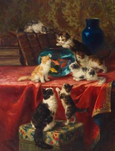 LAUR Yvonne Marie, Yo 1879-1943,Curious cats and the goldfish bowl,Bonhams GB 2022-10-06