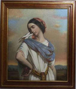 LAURANCEAU M,Femme à l````oiseau,1859,Ruellan FR 2014-08-07