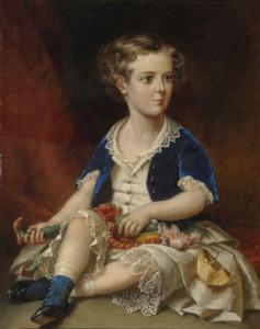 laure Jules 1806-1861,Bildnis eines Knaben mit Kasperl-Puppe,1854,Neumeister DE 2019-03-20