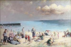 LAURENCE J,study of Edwardian figures at the beach,1919,Denhams GB 2017-03-22