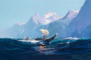 LAURENCE Sydney Mortimer 1865-1940,Chilkat Canoes in an Alaskan Landscape,1920,Bonhams GB 2023-11-07