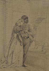 LAURENS Jean Paul 1838-1932,Un couple se recueillant devant un gisant,EVE FR 2023-02-23