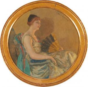 LAURENS Paul Albert 1870-1934,Femme à l'éventail,Mercier & Cie FR 2023-06-25