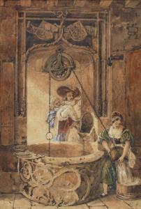 LAURENT ATTHALIN LOUIS MARIE FÉLIX 1818-1893,Al pozzo,1850,Galleria Pananti Casa d'Aste 2017-10-14