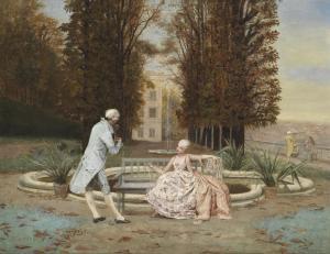 LAURENT JOSEPH JEAN 1900-1900,Talking in the Park,Palais Dorotheum AT 2013-06-06