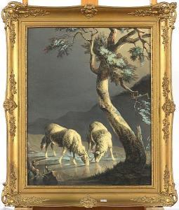 LAURENTY Remacle Joseph 1766-1834,Moutons s'abreuvant,VanDerKindere BE 2024-02-13