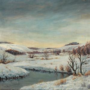 LAURITZEN THOMSEN Jens 1874-1971,Wintry landscape with stream,Bruun Rasmussen DK 2013-11-04