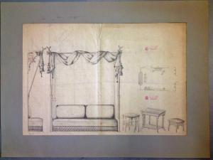 lauro agostino 1806-1876,Progetto di mobili in alzato, prospettiva, pianta ,Innauction AT 2016-10-13