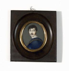 LAURO de 1800-1800,Portrait d\’homme à la cape bleue brodée d\’or,1822,Osenat FR 2020-11-15