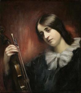 LAUTENSCHLAGER Marie 1859-1941,Mädchenbildnis mit Violine,Bergmann DE 2007-06-23