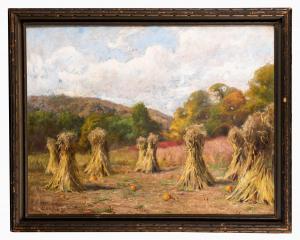 LAVALLEY Jonas Joseph 1858-1930,Autumn landscape with haystacks,Cobbs US 2021-11-13