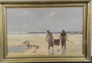 LAVAU REVEL Alexandre 1856,Les pêcheuses à pieds,19th century,Osenat FR 2020-06-07