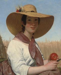 LAVAUDAN Alphonse Lavauden 1796-1857,Girl in a straw hat,Christie's GB 2007-09-12