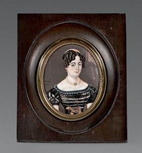 LAVIGNE A,Portrait de femme à la robe noire,1824,Beaussant-Lefèvre FR 2019-05-22