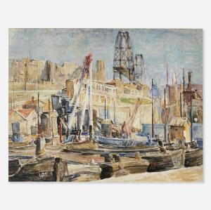 LAVIS CUMING Beatrice 1903-1974,Canal with Barges,Toomey & Co. Auctioneers US 2023-10-10