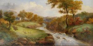 LAWLEY T 1900-1900,River and bridge scene, with sheep figures and cot,Golding Young & Co. 2021-04-15