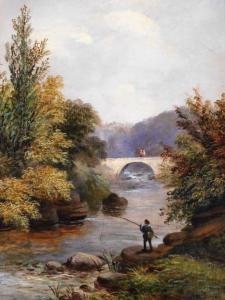 LAWLEY T 1900-1900,River fishing scene, with bridge in the foreground,Golding Young & Co. 2021-04-15