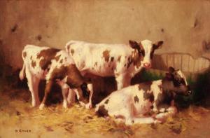 LAWRENCE David Herbert 1885-1930,Calves resting in a barn,Christie's GB 2000-06-08
