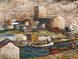 lawrence george 1901-1981,THE SILOS,1958,Deutscher and Hackett AU 2011-04-20