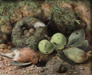 LAWSON Cecil Gordon 1851-1882,Fruit, a nest and game on a forest floor,1868,Christie's GB 2010-09-21