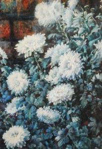LAWSON Constance B 1881-1905,white carnations by a old red brick wall,Fieldings Auctioneers Limited 2011-05-21