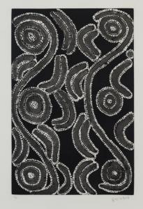 LAWSON TJAKAMARRA RONNIE 1939-1986,Men's Dreaming I (Black),Mossgreen AU 2017-10-12