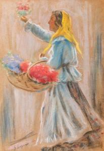 Lazar Ghelman 1887-1976,Flower Girl,Artmark RO 2023-09-20