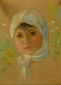 Lazar Ghelman 1887-1976,Portret de fetiță,GoldArt RO 2015-06-08
