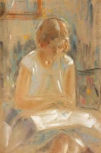 Lazar Ghelman 1887-1976,Reading time,1921,Artmark RO 2011-06-15