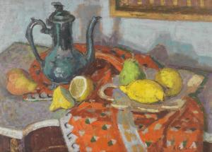 LE BAS Edward 1904-1966,Still Life with Lemons, Pears and Coffee Pot,Bonhams GB 2024-03-27