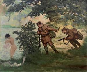 LE BEUZE Gaston 1900-1900,Les chasseurs,Osenat FR 2019-10-26