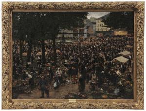 LE BLANC Richard 1882-1953,Busy Market Square,1908,Brunk Auctions US 2013-11-15