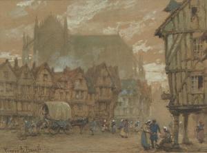 LE BOEUFF Pierre 1899-1920,Continental market square with figures,Rosebery's GB 2022-01-26