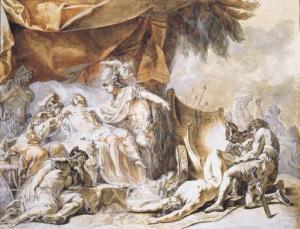 LE BOUTEUX Joseph Barthélémy 1744,The death of Patroclus, with the body of Hector b,Christie's 2001-01-24