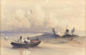 LE CAPELAIN John 1814-1848,coastal scene with fisherman in boat,Ewbank Auctions GB 2021-09-16