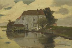 LE COMTE Adolf 1850-1921,A DELFT LANDSCAPE WITH A HOUSE BESIDE A RIVER,Sworders GB 2017-09-12