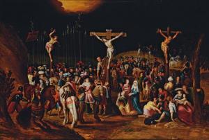 le maître des crucifixions 1600-1600,Le Golgotha Panneau,Pierre Bergé & Associés FR 2009-05-18